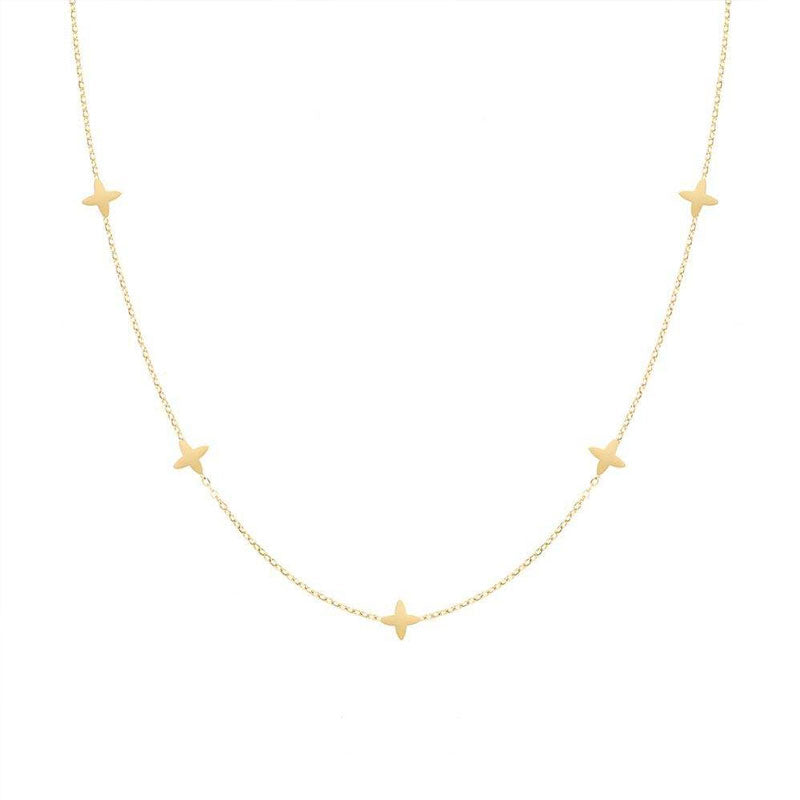Wholesale Simple Four-Pointed Star 18k Gold Plated Necklace Stainless Steel Chains Chokers Fashion Jewelry Necklace for Women
