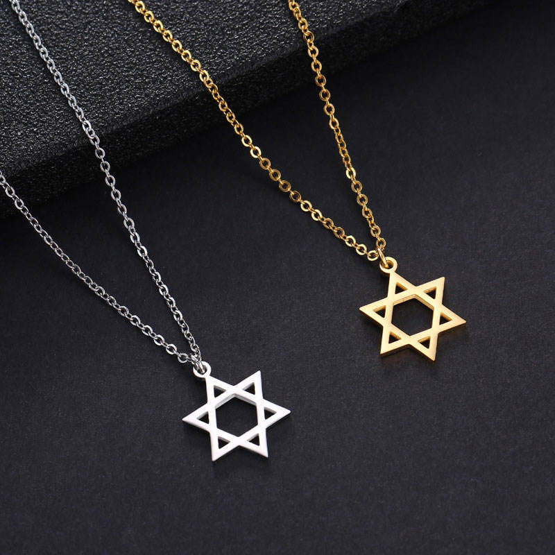 Anti Tarnish Gold Necklace 18K Real Stainless Steel Star of David Necklace Jewish Star Religious for Women Men Girls