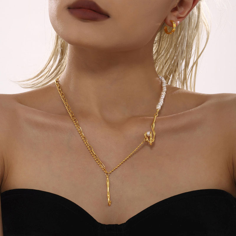 18K Gold Plated PVD Stainless Steel Pendant Necklace for Women Unique Design Trendy Style Jewelry