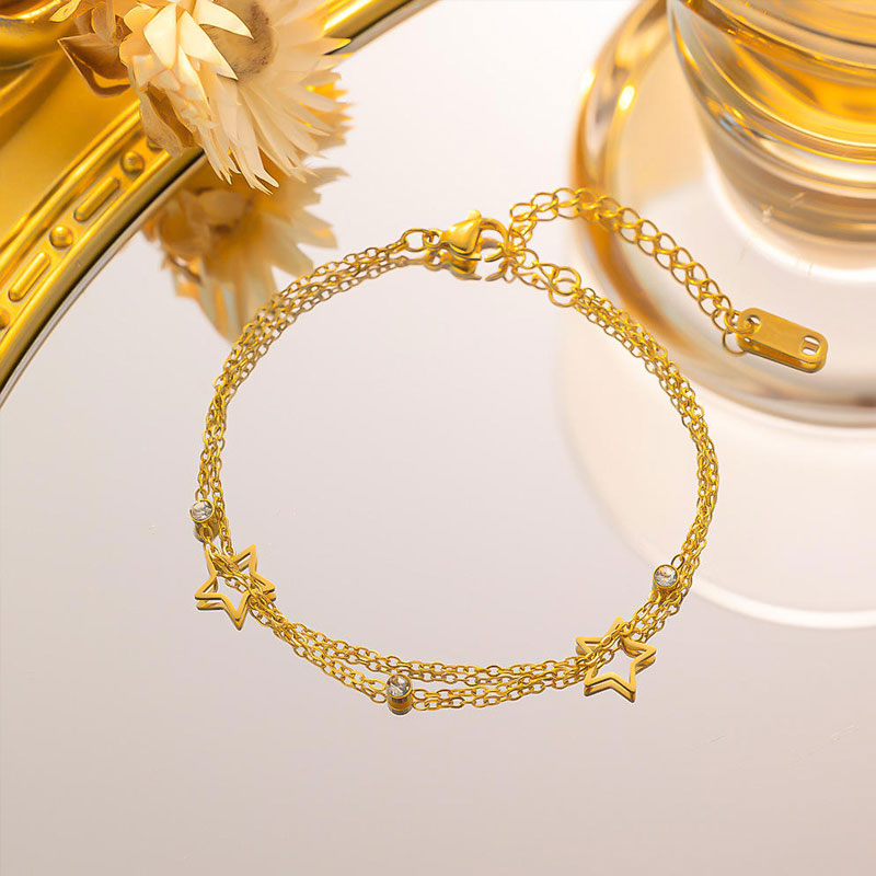European and American Cross-border Jewelry Creative Simple Five-pointed Star Chain Design Sense Bracelet Plated With 18K