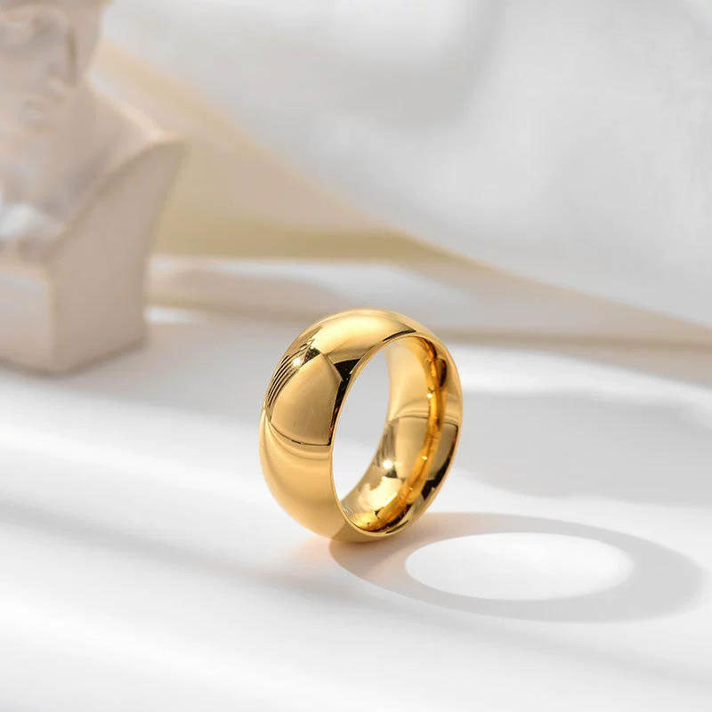 High Grade Wholesale Non Custom Tarnish Free High Polish PVD 18K Gold Plated Stainless Steel Jewelry Rings
