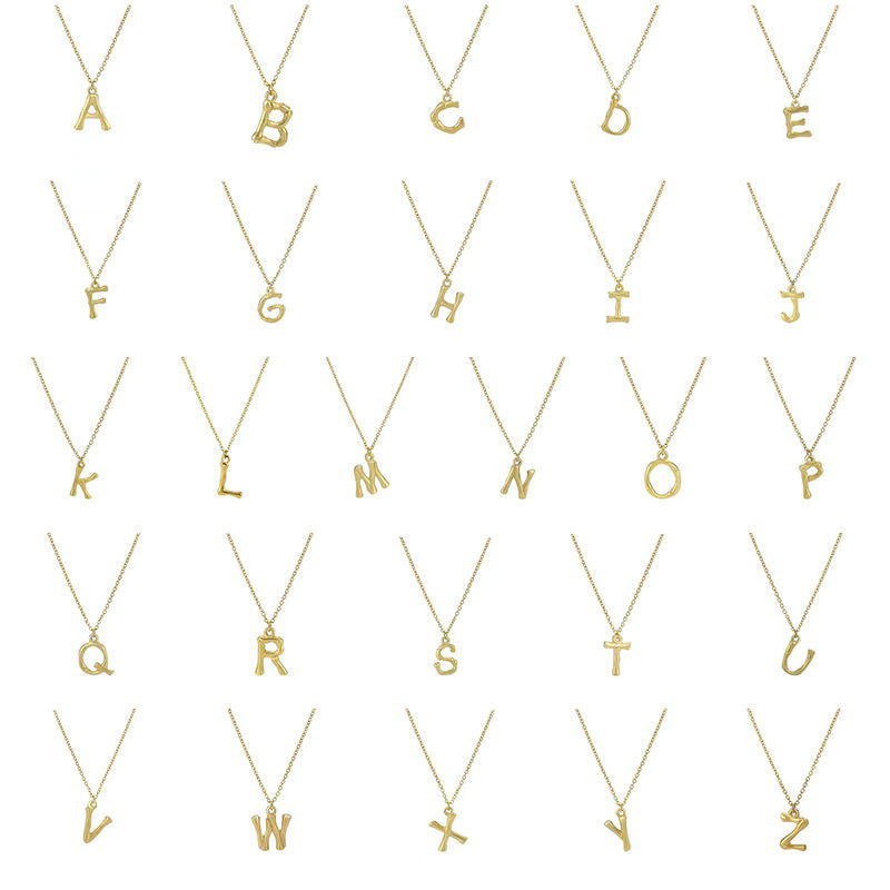 Long Charm Necklace Jewelry Stainless Steel Non Tarnish PVD 18K Real Gold Plated Necklace Initials for Women Men Girls