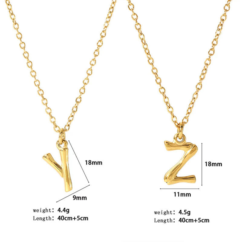 Long Charm Necklace Jewelry Stainless Steel Non Tarnish PVD 18K Real Gold Plated Necklace Initials for Women Men Girls