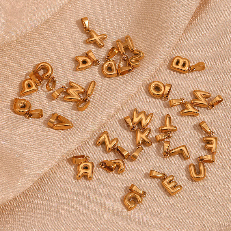 Custom Letter Stainless Steel Pendant Fashion 14K Solid Gold Jewelry Making Necklace for Women Men Girls