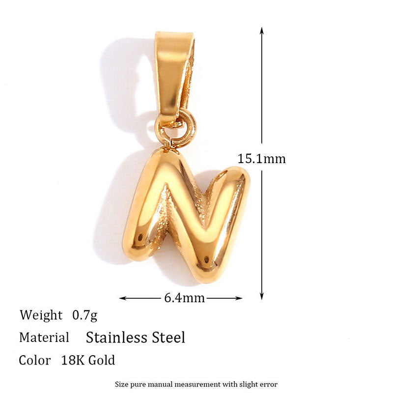 Custom Letter Stainless Steel Pendant Fashion 14K Solid Gold Jewelry Making Necklace for Women Men Girls