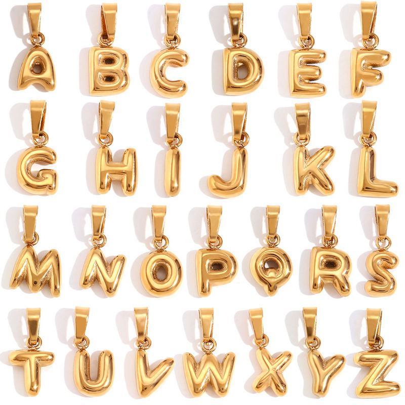 Custom Letter Stainless Steel Pendant Fashion 14K Solid Gold Jewelry Making Necklace for Women Men Girls