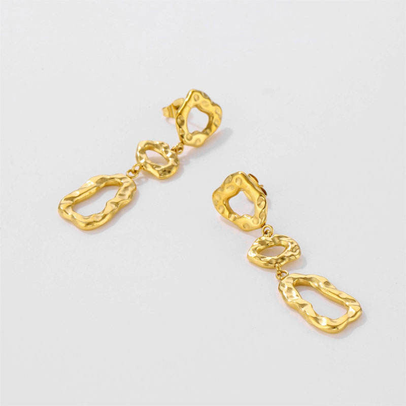 18K Gold Plated Irregular Geometric High-End Hollow Splicing Waterproof Wholesale Stainless Steel Drop Earrings for Fashion