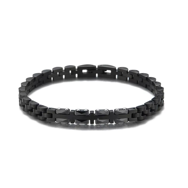 Women's Leisure Fashion Stainless Steel Strap Chain Bracelet Splicing Ceramic Curved Plate Jewelry Accessories