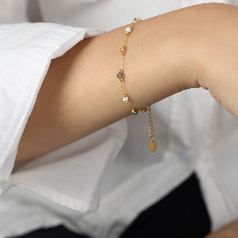 Trendy Anti Tarnish Gold Necklace 18K Real Stainless Steel Natural Stone Necklace Set for Women Girls