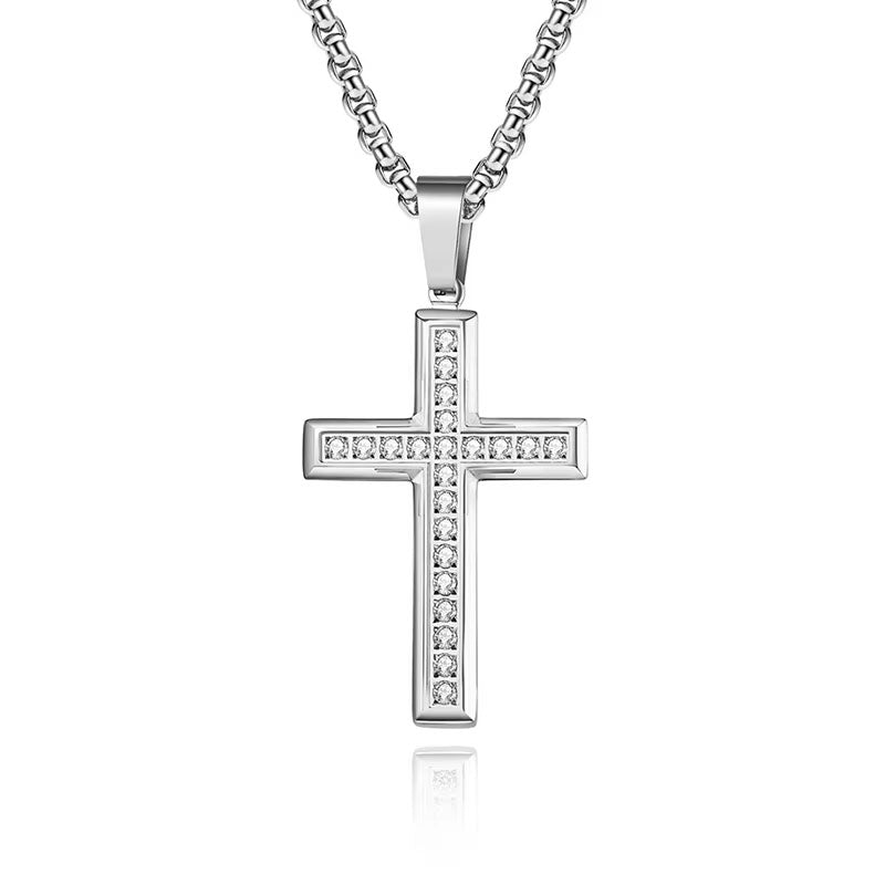 Religious Well-Crafted Wholesale Stainless Steel Chain 14k 18k Gold Filled Lab Diamond Cross Pendant Necklace for Men Women