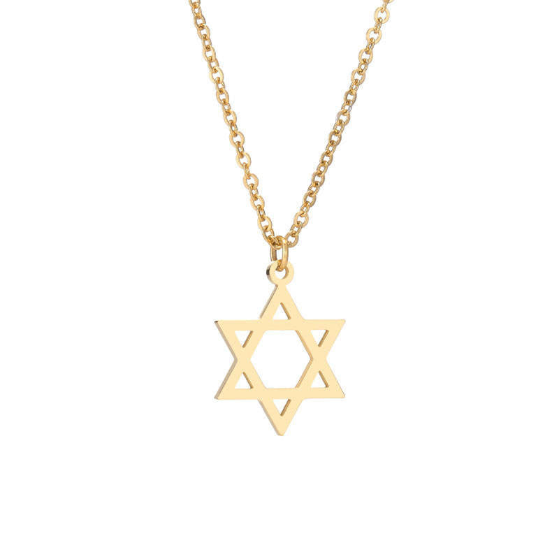 Anti Tarnish Gold Necklace 18K Real Stainless Steel Star of David Necklace Jewish Star Religious for Women Men Girls