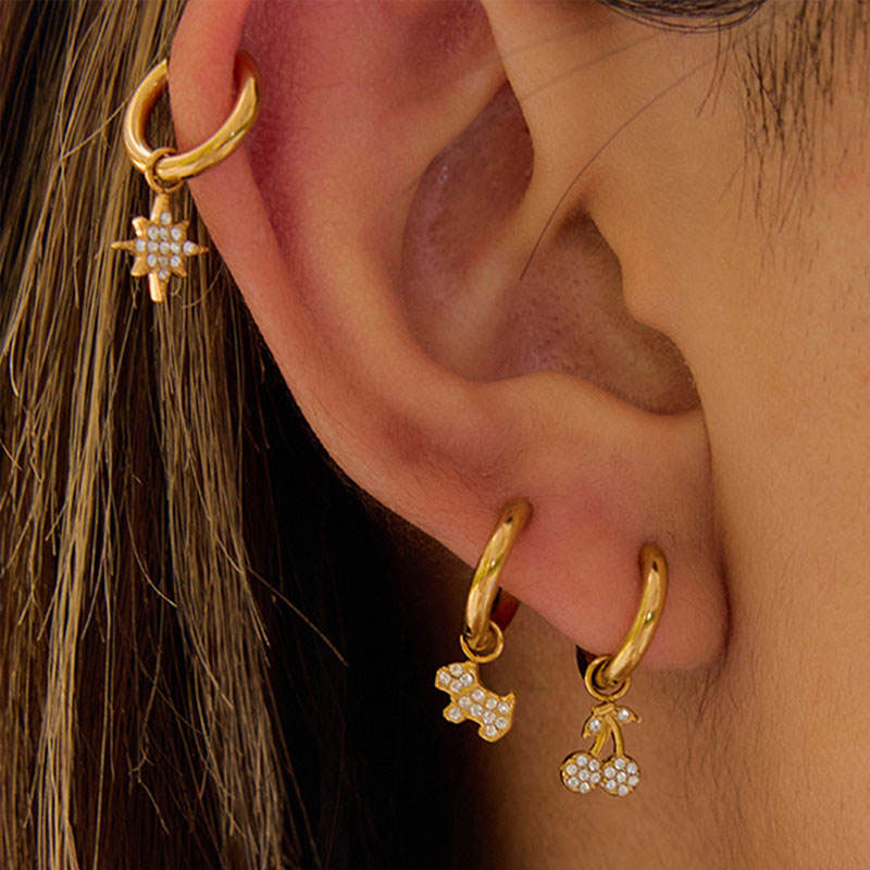 Trendy Hypoallergenic Wholesale Stainless Steel PVD Brand Fine Hoop Earrings Jewelry for Women