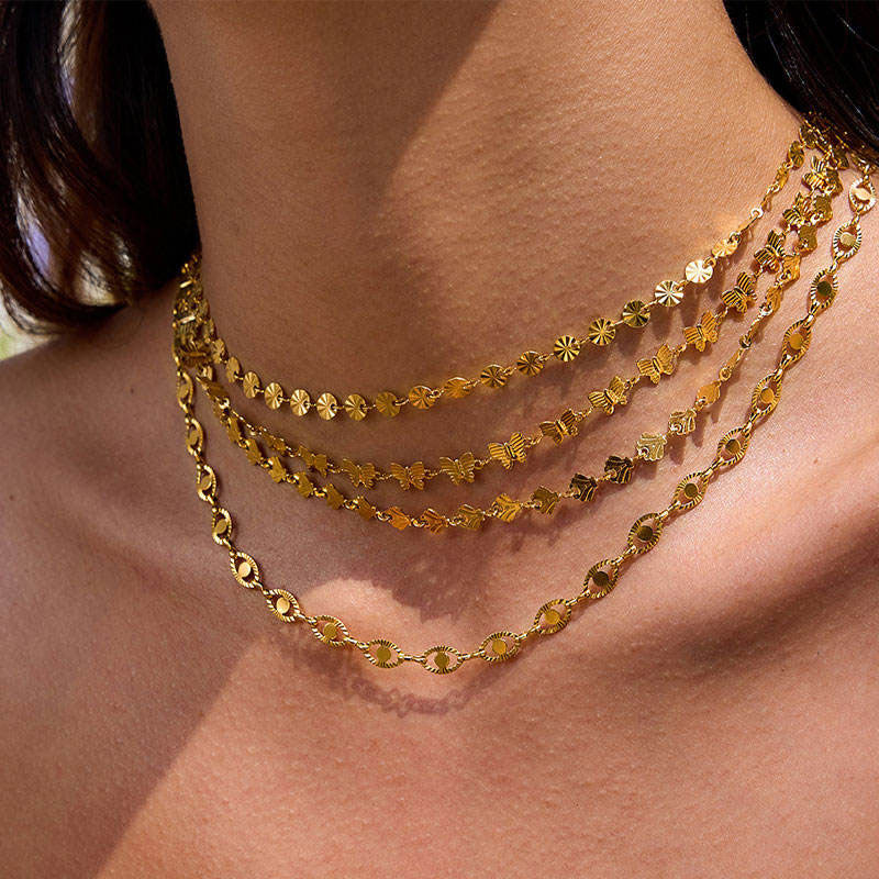 Trendy Anti Tarnish Dubai Stainless Steel 14k 18k Gold Plated Bridal Fine Butterfly Necklace for Women