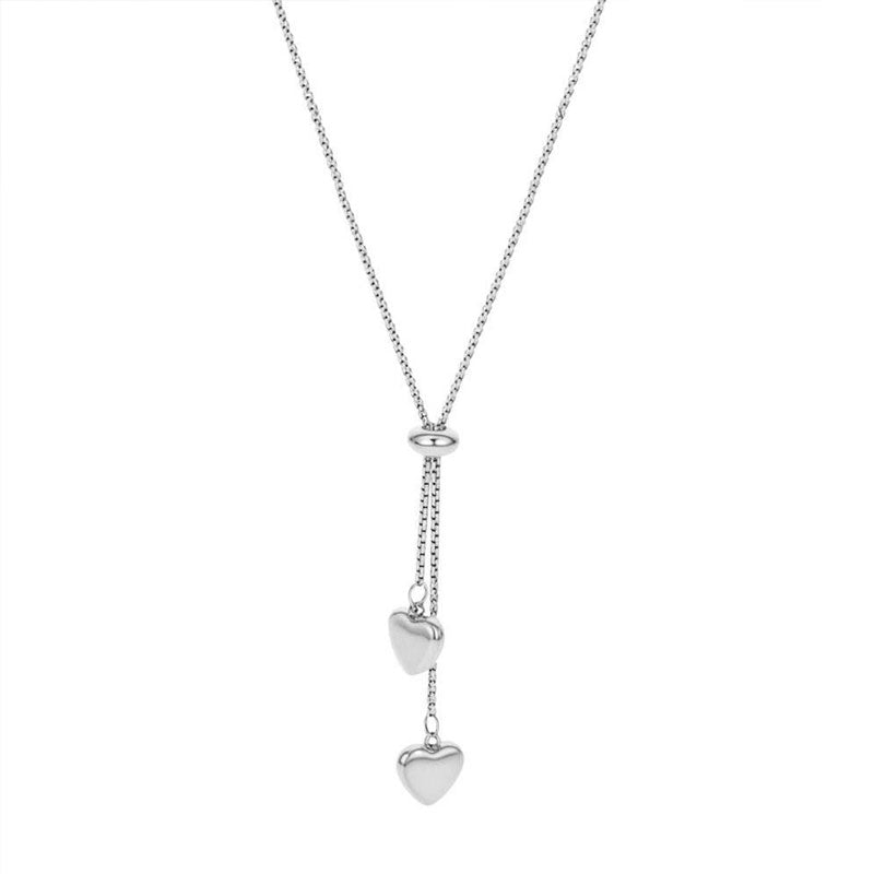 Wholesale Custom Y-Shaped Love Heart Pendant Necklace 18K Gold Plated Non-Tarnish Stainless Steel for Men/Women's Gift