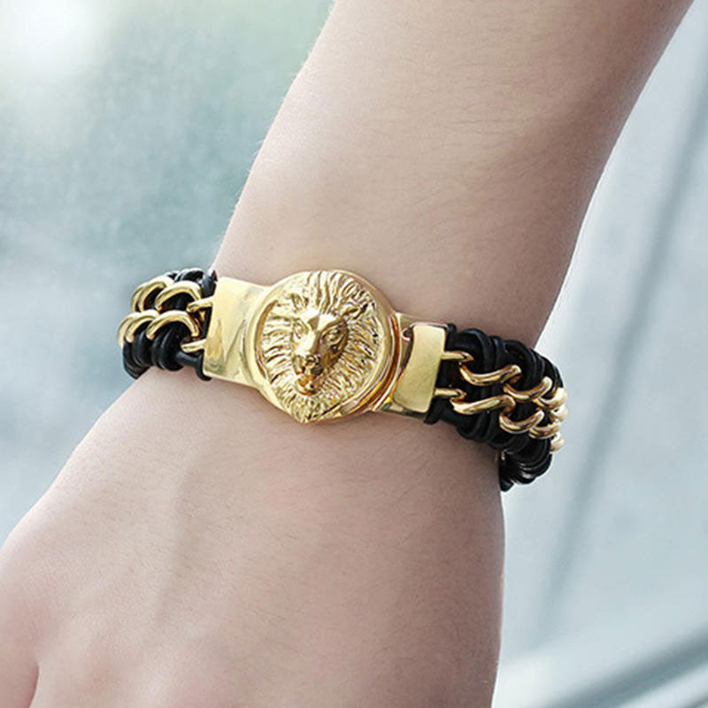 High Quality New Design Custom Stainless Steel Fashion Jewelry Wholesale Men's Leather Bracelets