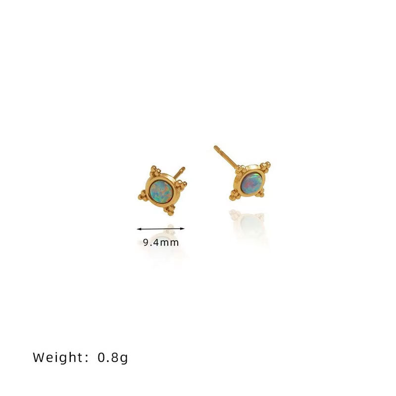 Minimalist Anti Tarnish Gold Necklace 18K Real Stainless Steel Opal Necklace Set for Women Men Girls