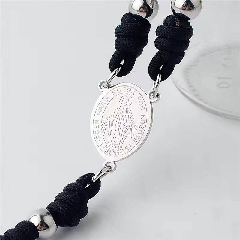 Religious Stainless Steel Anti Tarnish Rosary Beads Catholic Religious Items Products Cross Pendant Necklace for Men