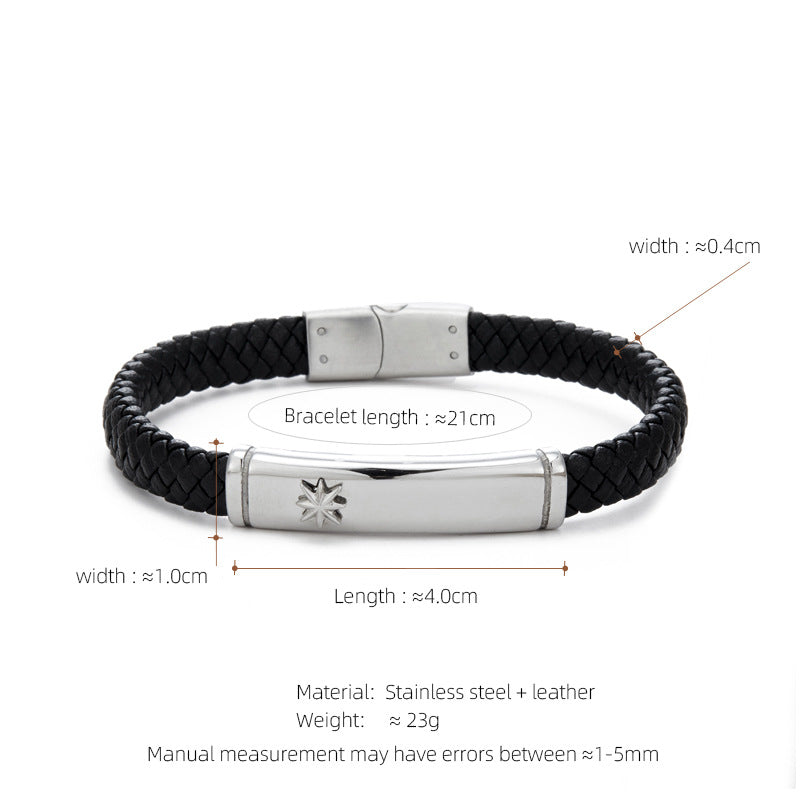 Leather & Steel Men's Bracelet