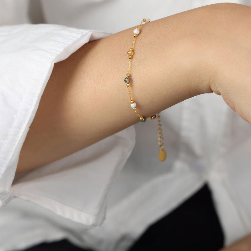 Trendy Anti Tarnish Gold Necklace 18K Real Stainless Steel Natural Stone Necklace Set for Women Girls