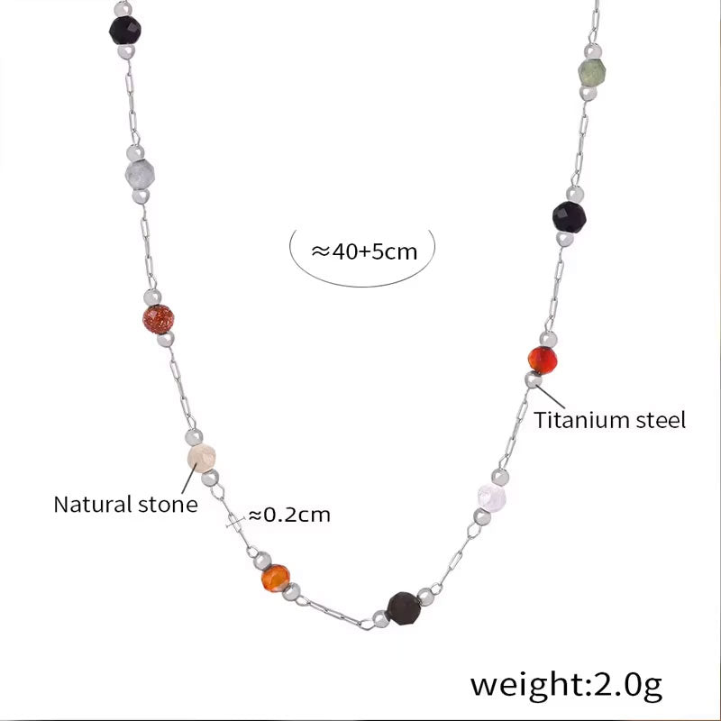 Trendy Anti Tarnish Gold Necklace 18K Real Stainless Steel Natural Stone Necklace Set for Women Girls