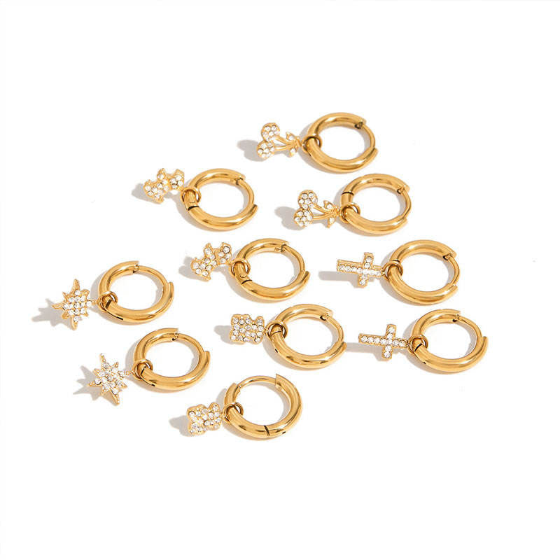 Trendy Hypoallergenic Wholesale Stainless Steel PVD Brand Fine Hoop Earrings Jewelry for Women