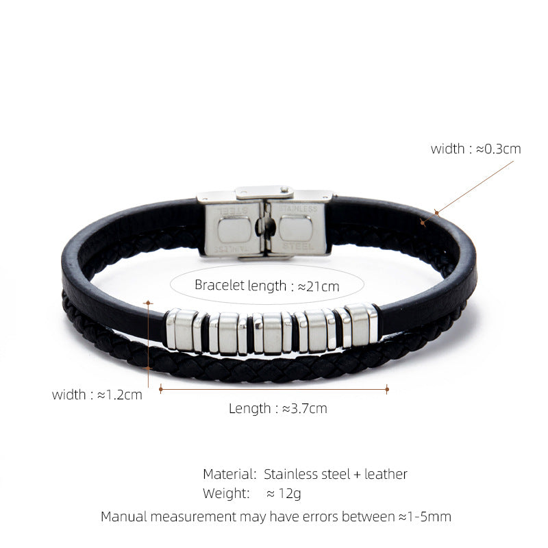 Leather & Steel Men's Bracelet