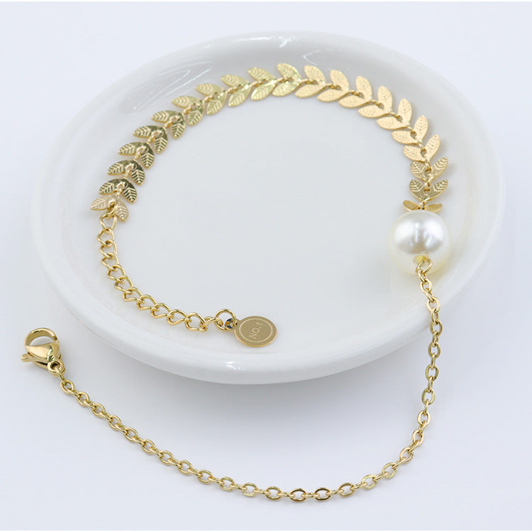 Elegant Korean Pearl Geometric Bracelet