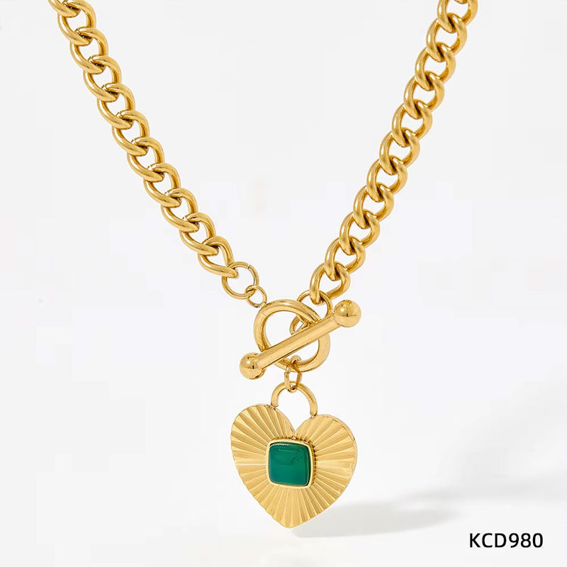 Fashion Jewelry Waterproof Real Gold Plated Stainless Steel Bead Ball Heart Zircon Crystal Necklace Bracelet for Women