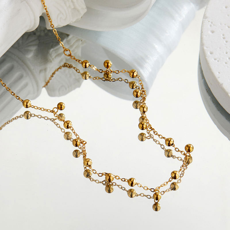 Wholesale Stainless Steel 18K Gold Plated Anti Tarnish Bead Chain Necklace for Women