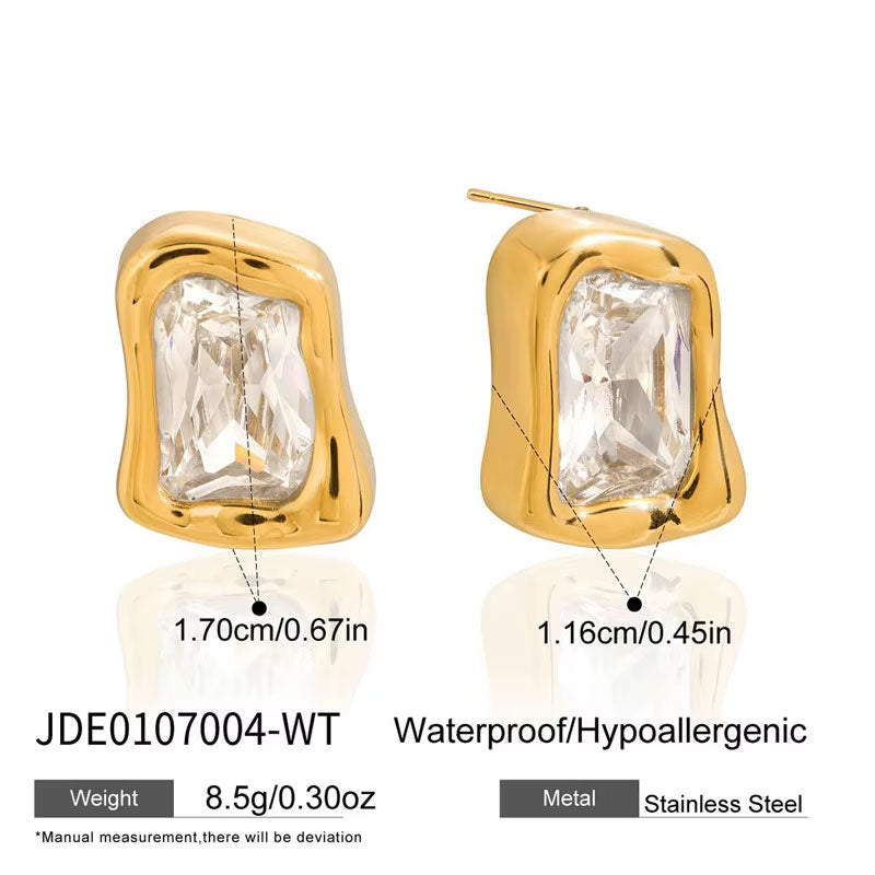 Trendy Anti Tarnish Wholesale Stainless Steel PVD Brand Zircon Stud Earrings Jewelry for Women