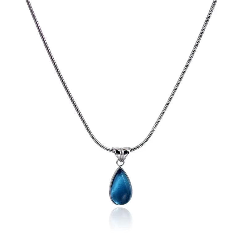 Factory New Design Wholesale High-quality PVD 18K Gold-plated Stainless Steel Water Droplet Pendant Jewelry Women's Necklace