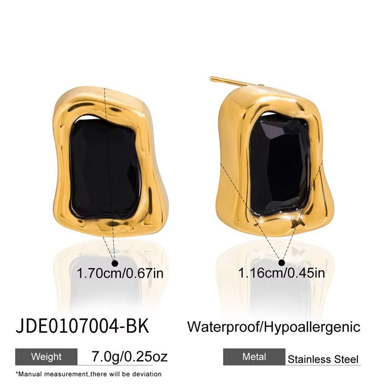 Trendy Anti Tarnish Wholesale Stainless Steel PVD Brand Zircon Stud Earrings Jewelry for Women