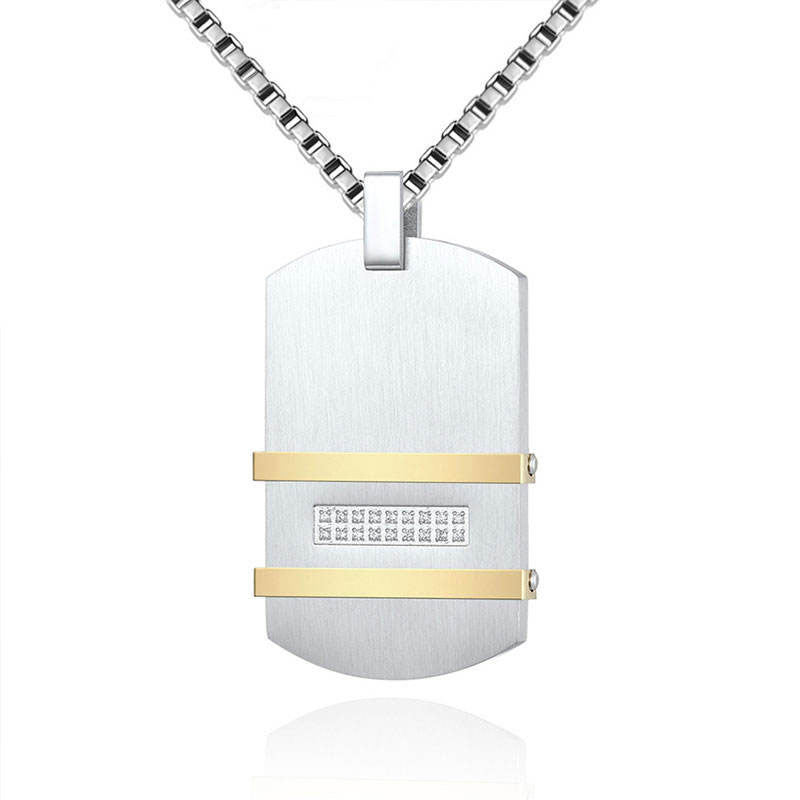 Anti Tarnish Other Fashion Wholesale Stainless Steel Zircon Custom Name Silver Black Pendant Necklace for Men