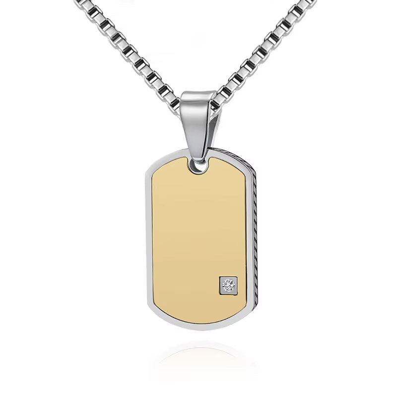 Anti Tarnish Other Fashion Wholesale Stainless Steel Zircon Custom Name Silver Black Pendant Necklace for Men