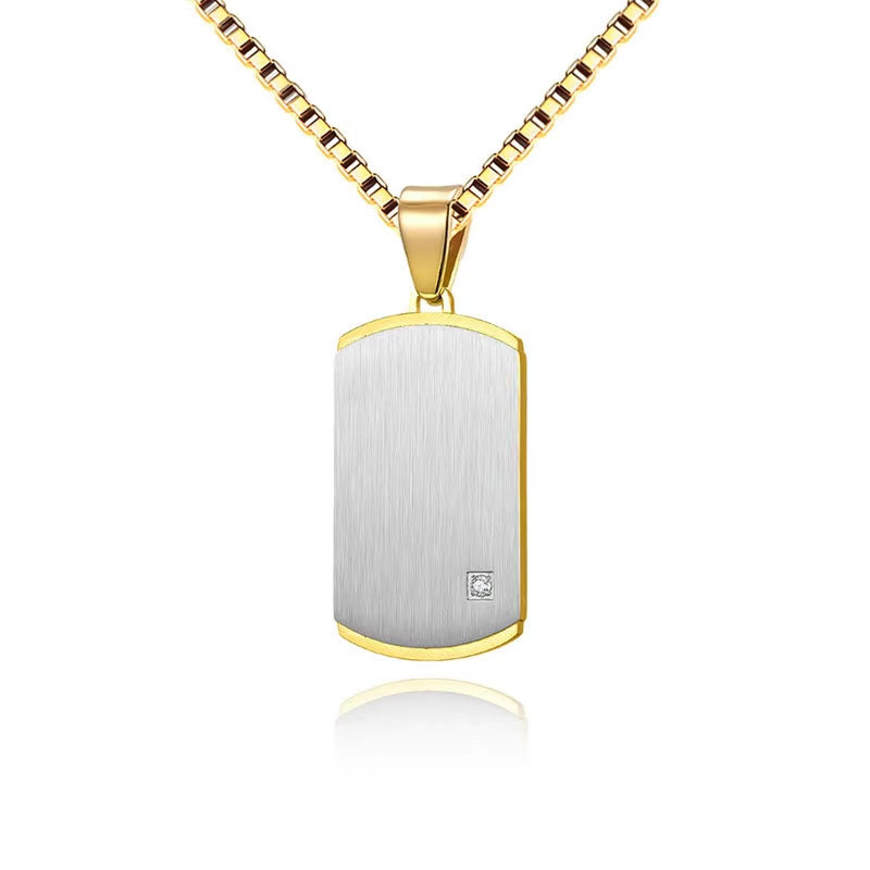 Anti Tarnish Other Fashion Wholesale Stainless Steel Zircon Custom Name Silver Black Pendant Necklace for Men