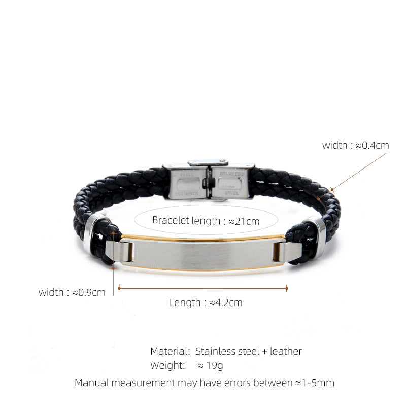 Leather & Steel Men's Bracelet