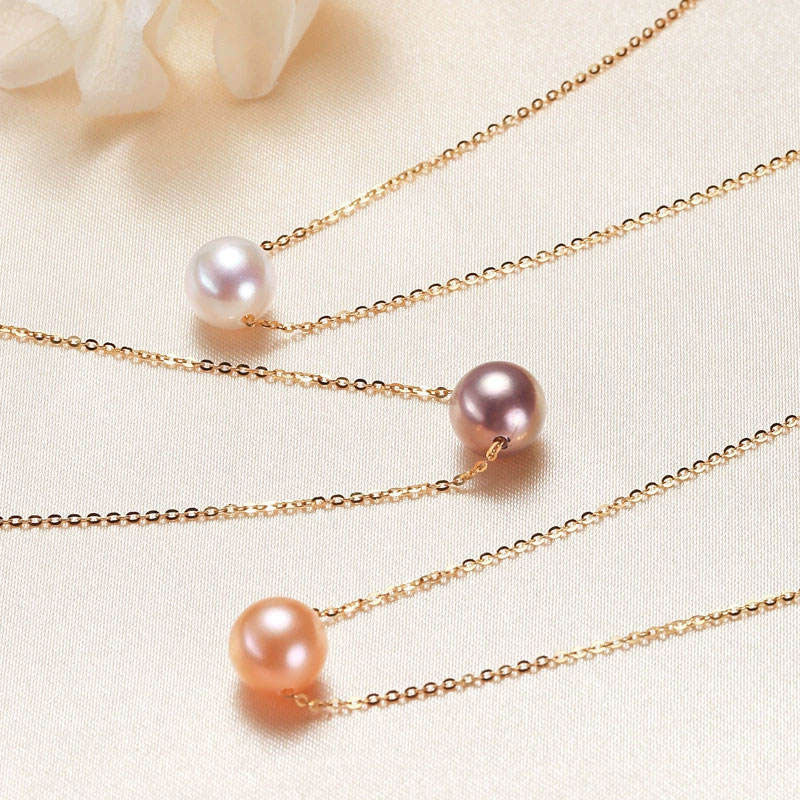 Anti Tarnish Gold Chain Necklace 18k Real Stainless Steel Natural Freshwater Colored Pearl Necklace for Women Girls