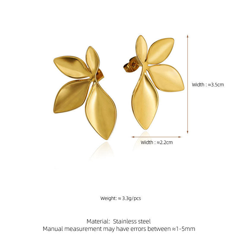 Wholesale Waterproof Stainless Steel PVD 18K Gold Plated Flower Stud Earrings for Women