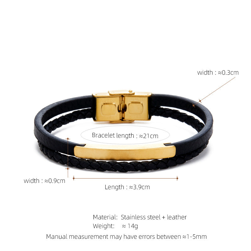 Leather & Steel Men's Bracelet