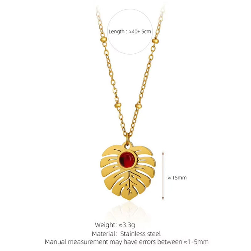 Big Popularity Fade Resistant Leaf Fine Jewelry Necklaces Stainless Steel Zircon Minimalist Fashion Pendant Necklaces for Women