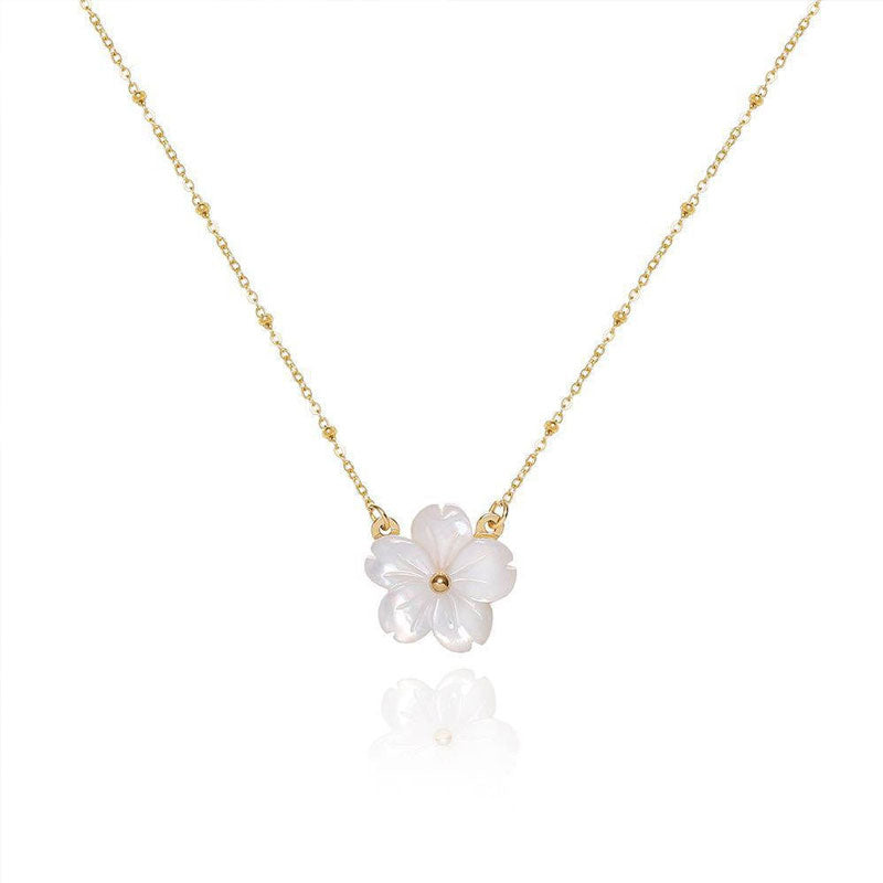 French Luxury Style Exquisite Peach Blossom Flower Necklace Trendy Stainless Steel Gold for Women Elegant Fashionable Wholesale