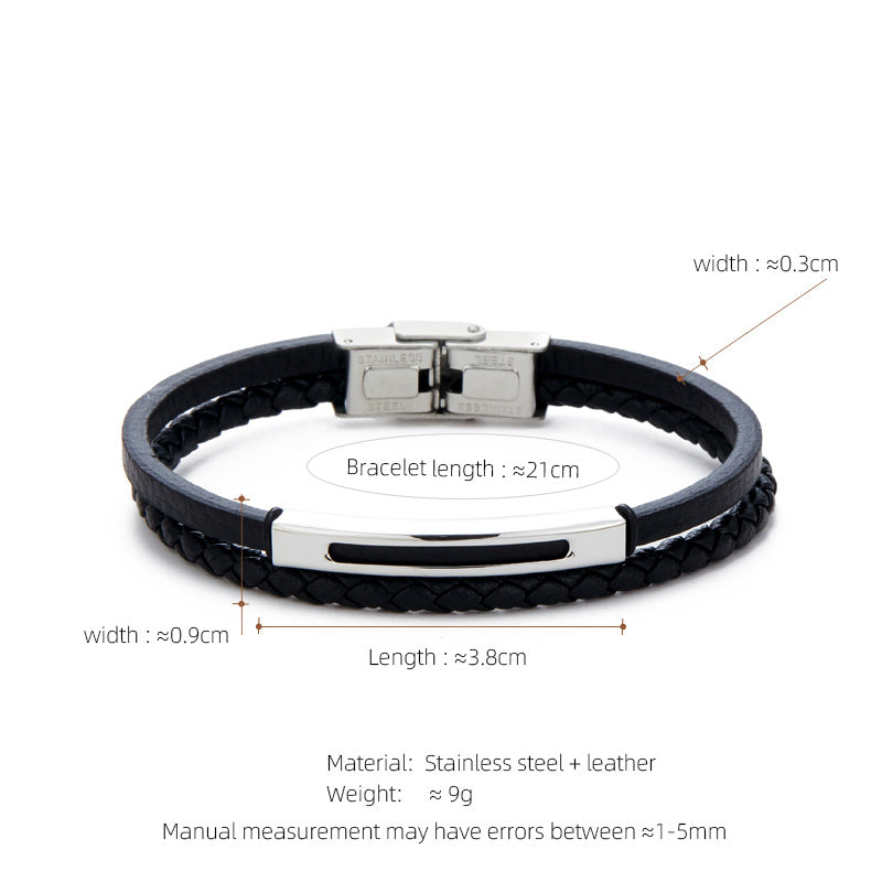 Leather & Steel Men's Bracelet