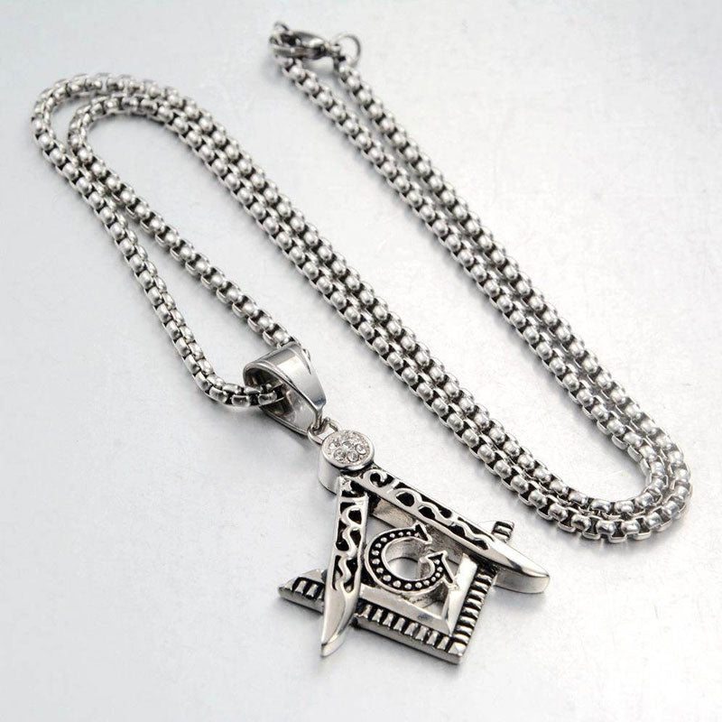 No Fading Religious Gold Necklace 24k Wholesale Stainless Steel Necklaces Masonic Pendant Necklaces for Women Men