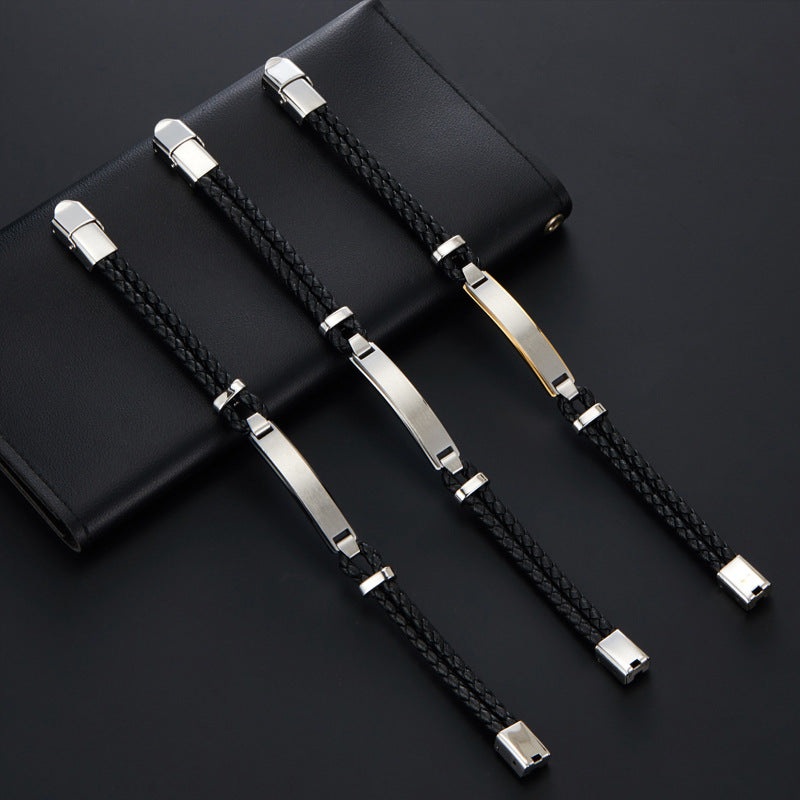 Leather & Steel Men's Bracelet