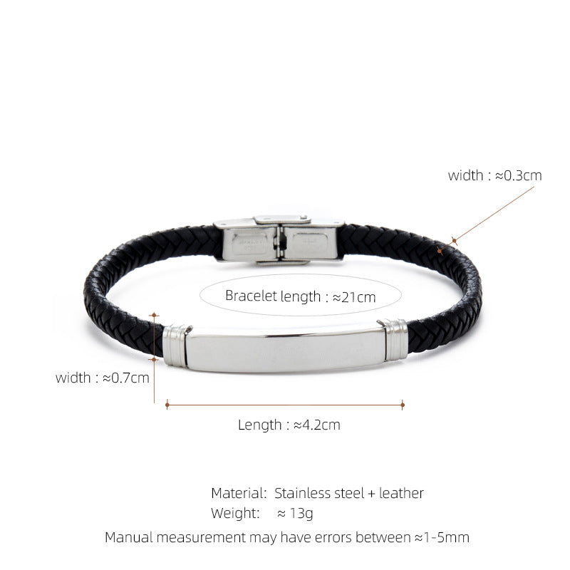 Leather & Steel Men's Bracelet