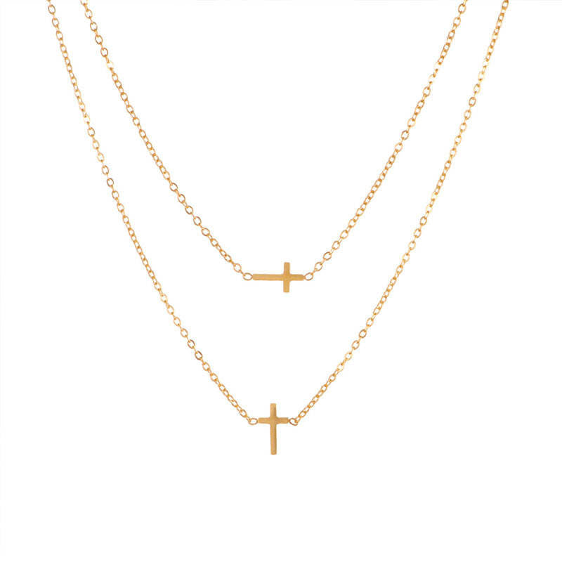 Trending Anti Tarnish Necklace Gold Necklace 18k Real Stainless Steel Cross Pendant Necklace for Women Girls