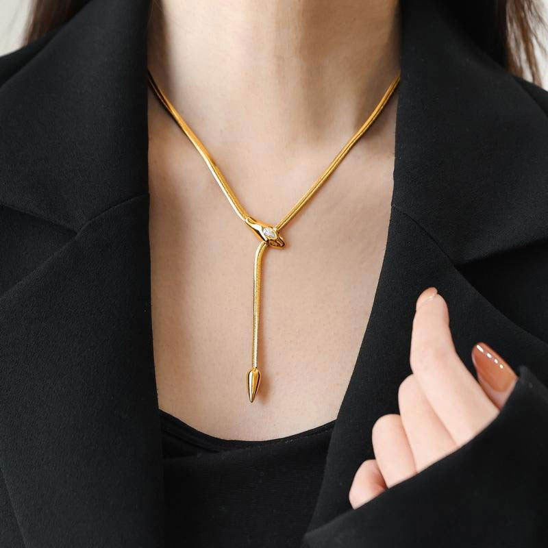 Casual Polished Gold Necklace 18k Real Fine Snake Chains Stainless Steel Women's Necklace for Women