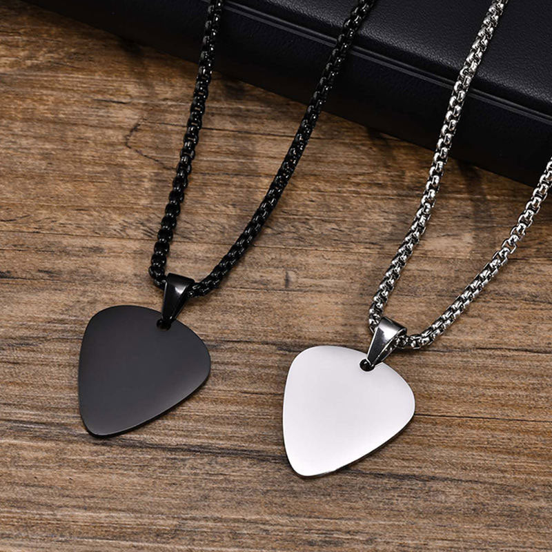 Wholesale New Fashion 18k Gold-Plated Hypoallergenic Guitar Pick Necklace for Men Non-Tarnish Stainless Steel Chains
