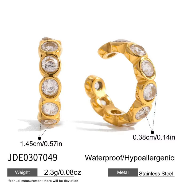 Trendy Hypoallergenic Wholesale Stainless Steel PVD Brand Zircon Stud Earrings Jewelry for Women