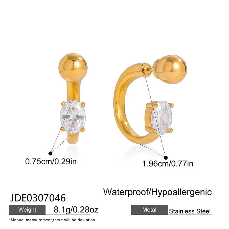Trendy Hypoallergenic Wholesale Stainless Steel PVD Brand Zircon Stud Earrings Jewelry for Women